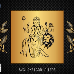 Maa Durga | Wall Art | Indian God |  | Laser Cutting Design | DXF Vector | Cnc Instant Download File | Cnc Digital Design