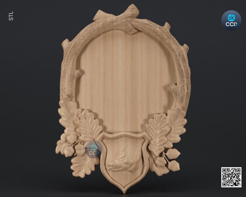 Carved Frame STL 3D Model, Carvign Frame, CNC Router Carving ArtCAM File, CNC files, Wood, Art, Wall Decor SKWF10238 image 1