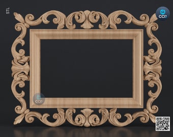 Carved Frame STL 3D Model, Carvign Frame, CNC Router Carving ArtCAM File, CNC files, Wood, Art, Wall Decor SKWF10147