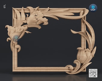 Carved Frame STL 3D Model, Carvign Frame, CNC Router Carving ArtCAM File, CNC files, Wood, Art, Wall Decor SKWF1019