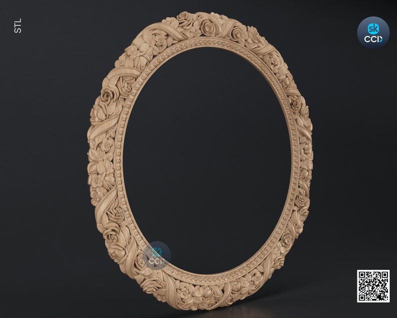 Carved Frame STL 3D Model, Carvign Frame, CNC Router Carving ArtCAM File, CNC files, Wood, Art, Wall Decor SKWF10252 image 2