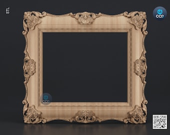 Carved Frame STL 3D Model, Carvign Frame, CNC Router Carving ArtCAM File, CNC files, Wood, Art, Wall Decor SKWF1054