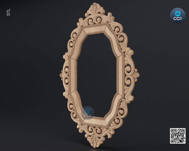 Carved Frame STL 3D Model, Carvign Frame, CNC Router Carving ArtCAM File, CNC files, Wood, Art, Wall Decor SKWF10258 image 3