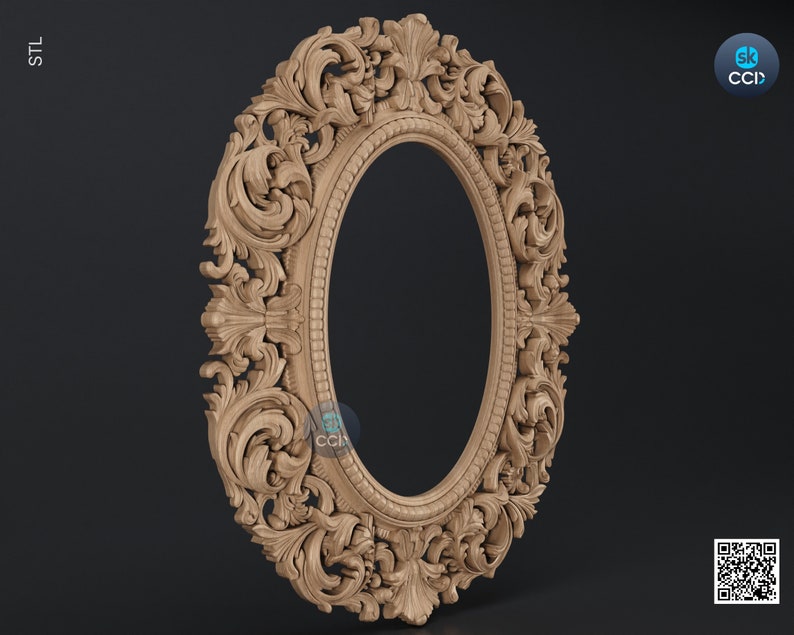 Carved Frame STL 3D Model, Carvign Frame, CNC Router Carving ArtCAM File, CNC files, Wood, Art, Wall Decor SKWF10232 image 2