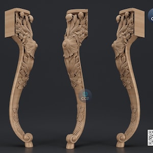 Furniture Leg 3D Model For Cnc Router, Wood Carving Digital File, Column Design, Model No. SKWL1032