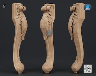 Furniture Leg 3D Model For Cnc Router, Wood Carving Digital File, Column Design, Model No. SKWL1002