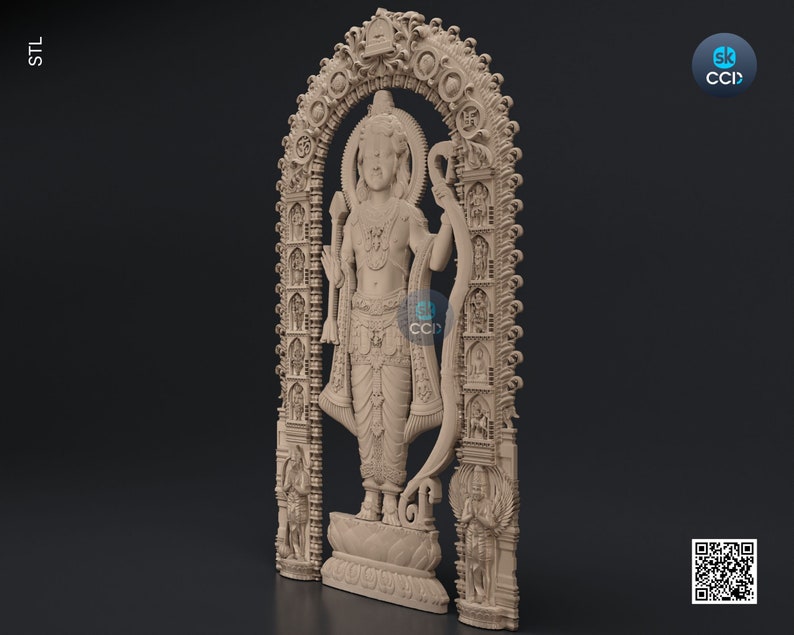 Lord Ram, Ramlala ki Murti, Ayodhya Ram Mandir 3D Model STL File Download for CNC and 3D Printing Instant Download File image 5