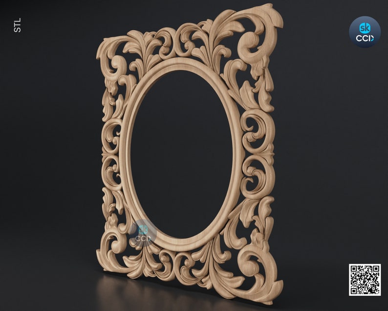 Carved Frame STL 3D Model, Carvign Frame, CNC Router Carving ArtCAM File, CNC files, Wood, Art, Wall Decor SKWF10235 image 3