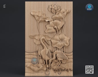 Wood Wall Art, Stork STL Model, CNC Router Carving ArtCAM File, Wall Sculpture, Wood Carving, 3D Model