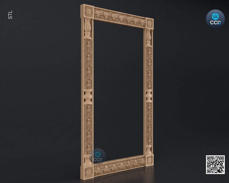 Carved Frame STL 3D Model, Carvign Frame, CNC Router Carving ArtCAM File, CNC files, Wood, Art, Wall Decor SKWF10261 image 2