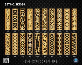 20 Decorative panel | Set SK1039 | Room Divider, Screen, Partitions, Door Panel Laser, Cnc, Plasma, Cricut File CDR, Svg, AI, Dxf, Eps