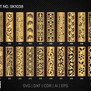20 Decorative panel | Set SK1038 | Room Divider, Screen, Partitions, Door Panel Laser, Cnc, Plasma, Cricut File CDR, Svg, AI, Dxf, Eps
