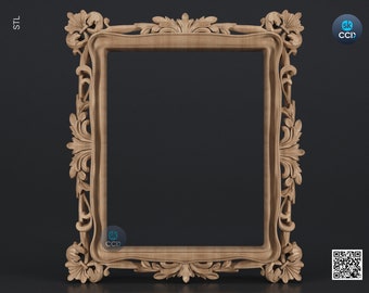 Carved Frame STL 3D Model, Carvign Frame, CNC Router Carving ArtCAM File, CNC files, Wood, Art, Wall Decor SKWF10183