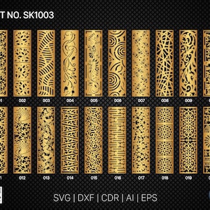 20 Dekorplatte | Set SK1003 | Raumteiler, Trennwand, Trennwand, Türpanel Laser, Cnc,Plasma, Cricut Datei CDR,Svg,AI,Dxf,eps