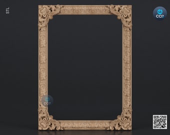 Carved Frame STL 3D Model, Carvign Frame, CNC Router Carving ArtCAM File, CNC files, Wood, Art, Wall Decor SKWF10191