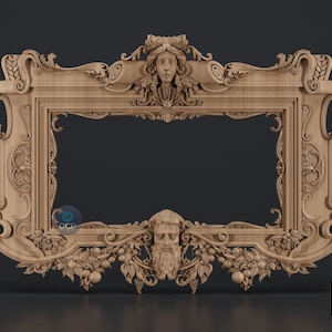 Model STL 3D rzeźbionej ramy, rama Carvign, plik ArtCAM do rzeźbienia na frezarce CNC, pliki CNC, drewno, sztuka, dekoracja ścienna SKWF1087