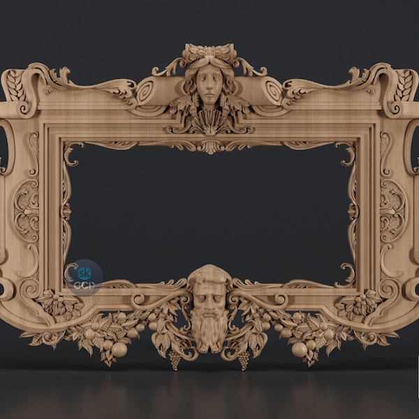 Carved Frame STL 3D Model, Carvign Frame, CNC Router Carving ArtCAM File, CNC files, Wood, Art, Wall Decor SKWF1087