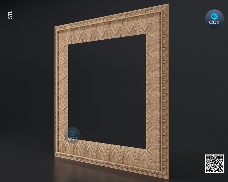 Carved Frame STL 3D Model, Carvign Frame, CNC Router Carving ArtCAM File, CNC files, Wood, Art, Wall Decor SKWF10244 image 3