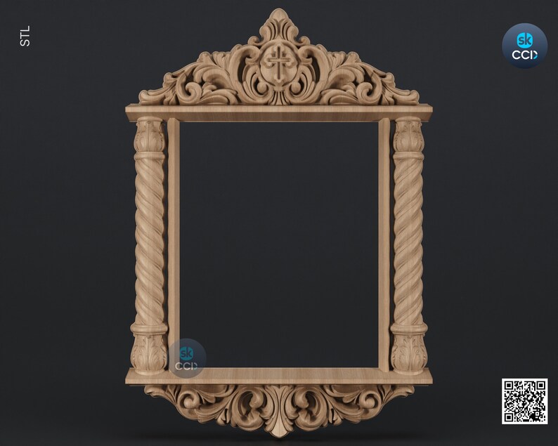 Carved Frame STL 3D Model, Carvign Frame, CNC Router Carving ArtCAM File, CNC files, Wood, Art, Wall Decor SKWF10255 image 1