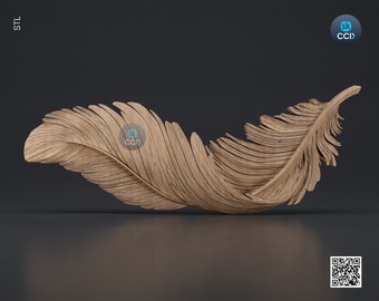 Wood Wall Art, Feather STL Model, CNC Router Carving ArtCAM File, Wall Sculpture, Wood Carving, 3D Model