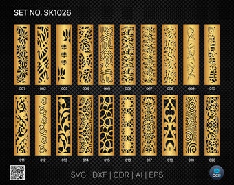 20 Decorative panel | Set SK1026 | Room Divider, Screen, Partitions, Door Panel Laser, Cnc, Plasma, Cricut File CDR, Svg, AI, Dxf, Eps