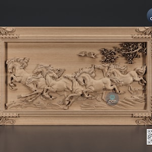 7 Horse 3D Relief Model in STL Format CNC Router Carving Engraving ArtCAM File
