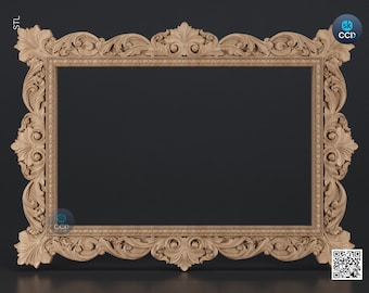 Carved Frame STL 3D Model, Carvign Frame, CNC Router Carving ArtCAM File, CNC files, Wood, Art, Wall Decor SKWF10240