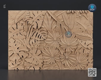 Wood Carving Art | Digital Files | Carving | GREENS | Instant Download Files for CNC | 3D Model | 3D Printed Wall Art