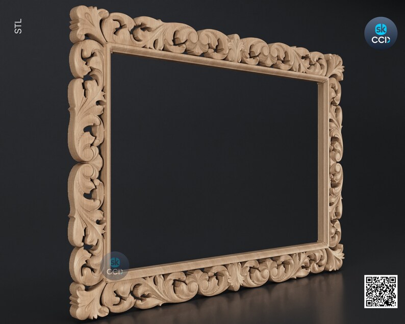 Carved Frame STL 3D Model, Carvign Frame, CNC Router Carving ArtCAM File, CNC files, Wood, Art, Wall Decor SKWF10246 image 2