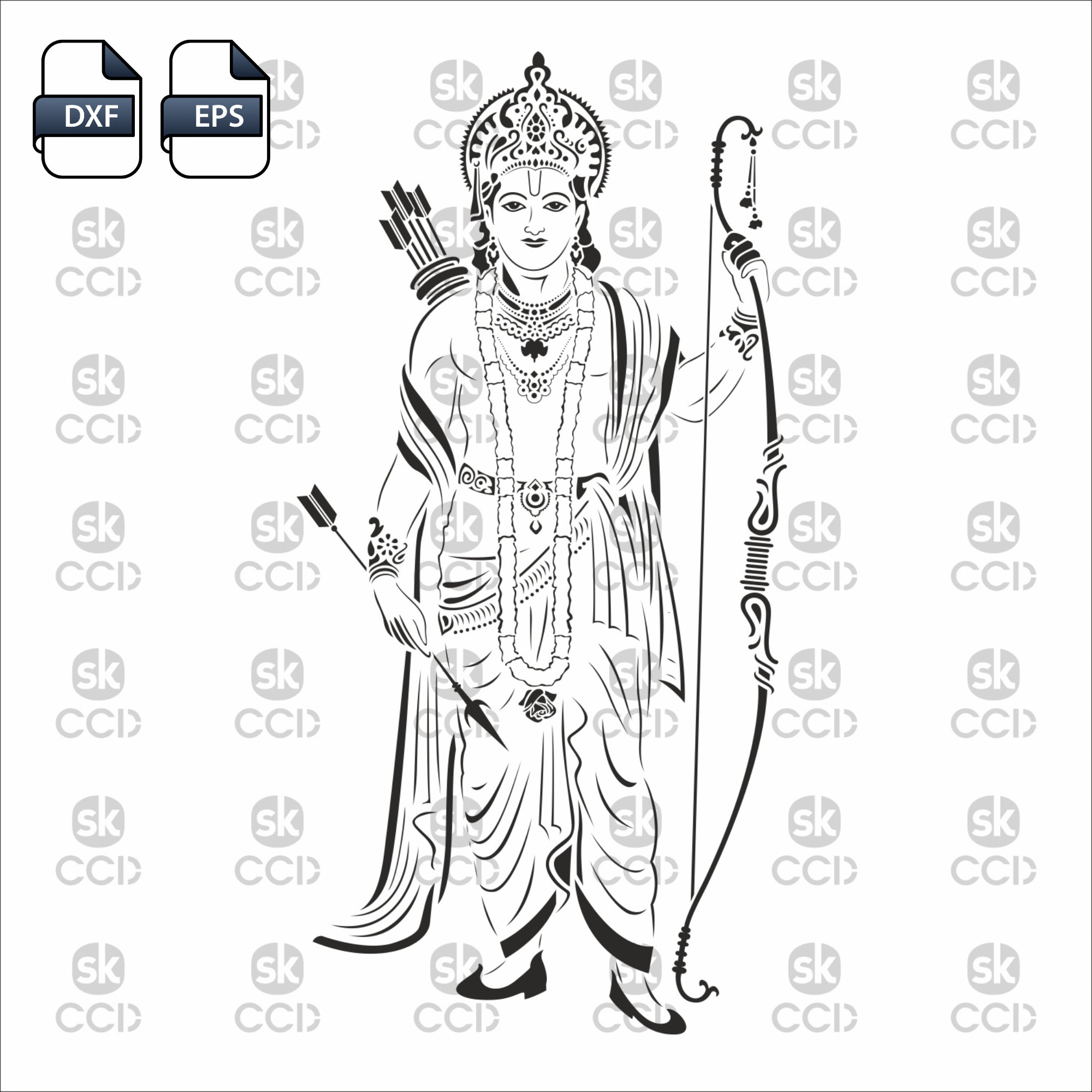 Lord Ram Vector for Laser Cut, Cnc, Digital Files CDR, Dxf, Eps, Svg ...