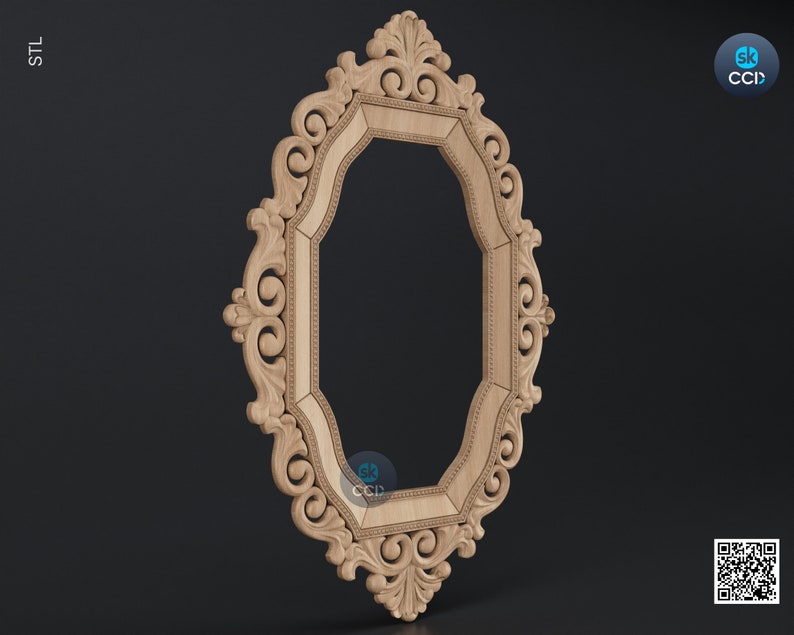 Carved Frame STL 3D Model, Carvign Frame, CNC Router Carving ArtCAM File, CNC files, Wood, Art, Wall Decor SKWF10258 image 2