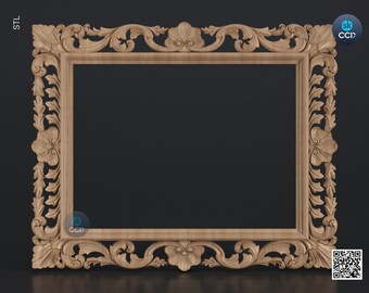 Carved Frame STL 3D Model, Carvign Frame, CNC Router Carving ArtCAM File, CNC files, Wood, Art, Wall Decor SKWF10135