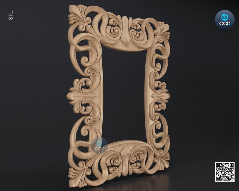 Carved Frame STL 3D Model, Carvign Frame, CNC Router Carving ArtCAM File, CNC files, Wood, Art, Wall Decor SKWF10243 image 2