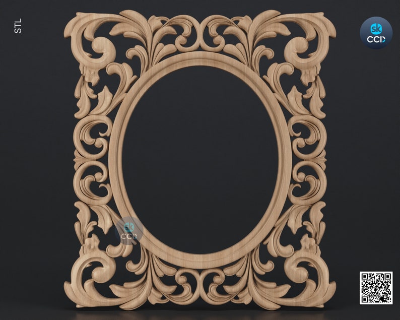 Carved Frame STL 3D Model, Carvign Frame, CNC Router Carving ArtCAM File, CNC files, Wood, Art, Wall Decor SKWF10235 image 1