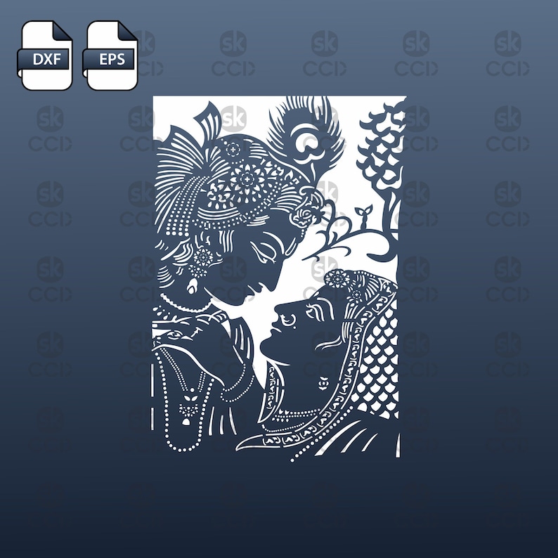 Buy Radha Krishna Indian God Wall Decor Laser Cutting DXF Online in