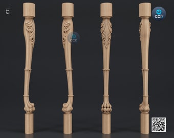 Furniture Leg 3D Model For Cnc Router, Wood Carving Digital File, Column Design, Model No. SKWL1001