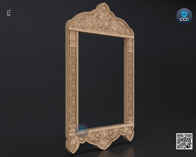 Carved Frame STL 3D Model, Carvign Frame, CNC Router Carving ArtCAM File, CNC files, Wood, Art, Wall Decor SKWF10265 image 2