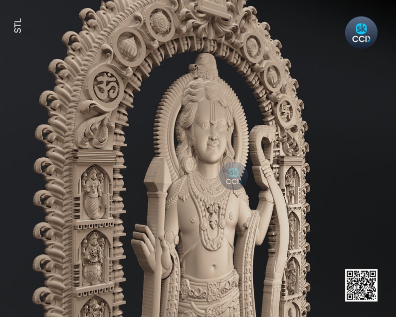 Lord Ram, Ramlala ki Murti, Ayodhya Ram Mandir 3D Model STL File Download for CNC and 3D Printing Instant Download File image 4