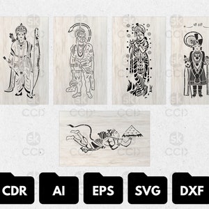 Indian God Collection, Lord Hanuman, Laser Cutting Design, DXF Vector, Cnc Instant Download File, Cnc Digital Design,SVG image 5