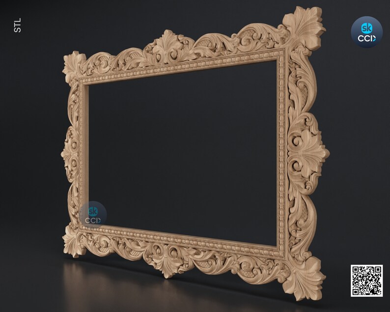 Carved Frame STL 3D Model, Carvign Frame, CNC Router Carving ArtCAM File, CNC files, Wood, Art, Wall Decor SKWF10240 image 3