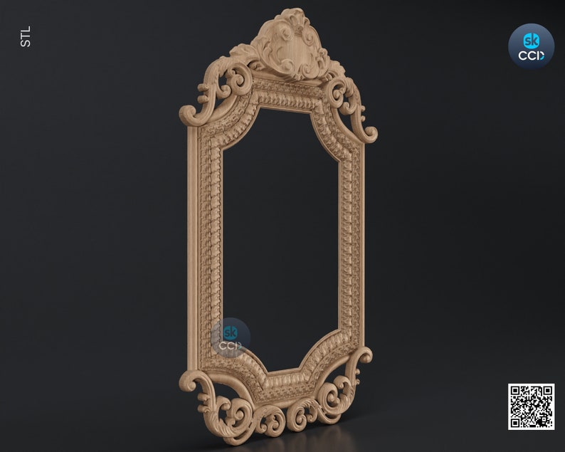 Carved Frame STL 3D Model, Carvign Frame, CNC Router Carving ArtCAM File, CNC files, Wood, Art, Wall Decor SKWF1076 image 2