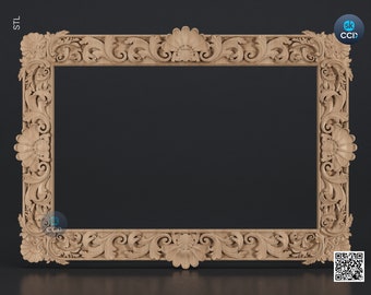 Carved Frame STL 3D Model, Carvign Frame, CNC Router Carving ArtCAM File, CNC files, Wood, Art, Wall Decor SKWF10197