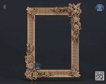 Carved Frame STL 3D Model, Carvign Frame, CNC Router Carving ArtCAM File, CNC files, Wood, Art, Wall Decor SKWF10111