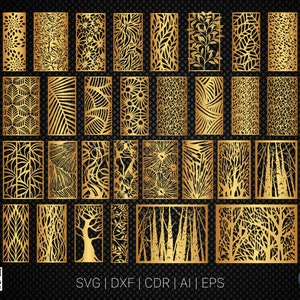 Wall Panel, 30 Patterns of art deco for decorative partitions, Laser Cutting File Dxf, Svg, Cdr, Eps Vector files