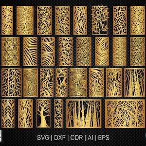 Wall Panel, 30 Patterns of art deco for decorative partitions, Laser Cutting File Dxf, Svg, Cdr, Eps Vector files