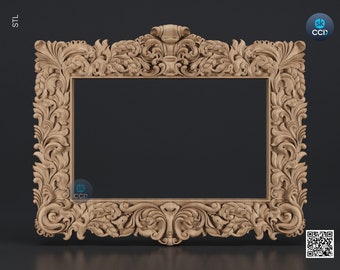 Carved Frame STL 3D Model, Carvign Frame, CNC Router Carving ArtCAM File, CNC files, Wood, Art, Wall Decor SKWF1053