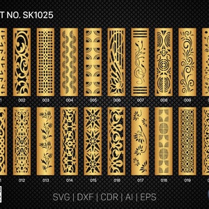 20 Decorative panel | Set SK1025 | Room Divider, Screen, Partitions, Door Panel Laser, Cnc, Plasma, Cricut File CDR, Svg, AI, Dxf, Eps