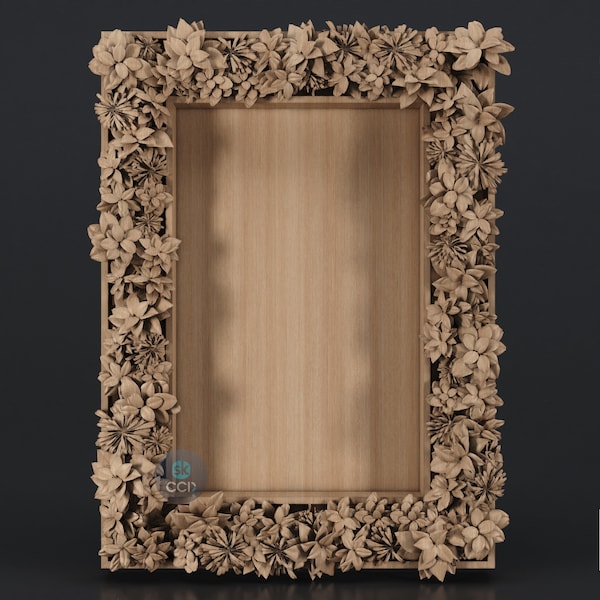 Carved Frame STL 3D Model, Carvign Frame, CNC Router Carving ArtCAM File, CNC files, Wood, Art, Wall Decor SKWF10251