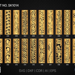 20 Pannello decorativo / Set SK1014 / Divisorio, Schermo, Partizioni, Pannello porta Laser, Cnc, Plasma, Cricut File CDR, Svg, AI, Dxf, Eps