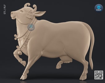 Modelo STL 3D de vaca, modelo tallado en madera, archivo ArtCAM para tallado con enrutador CNC, archivos CNC, madera, arte, decoración de pared 3D1072
